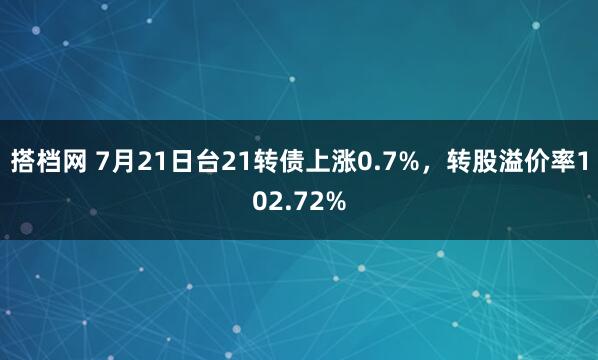 搭档网 7月21日台21转债上涨0.7%，转股溢价率102.72%