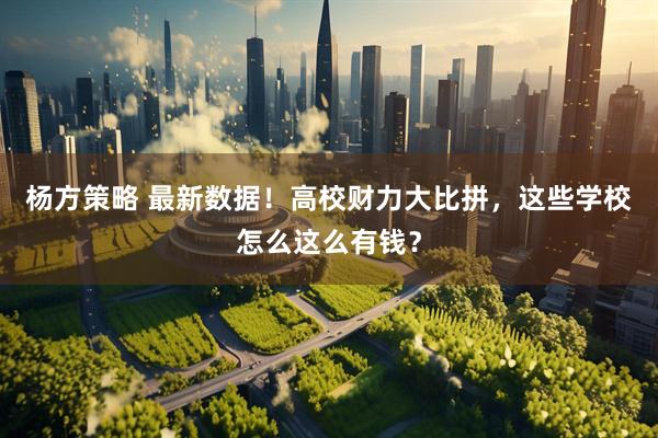 杨方策略 最新数据！高校财力大比拼，这些学校怎么这么有钱？